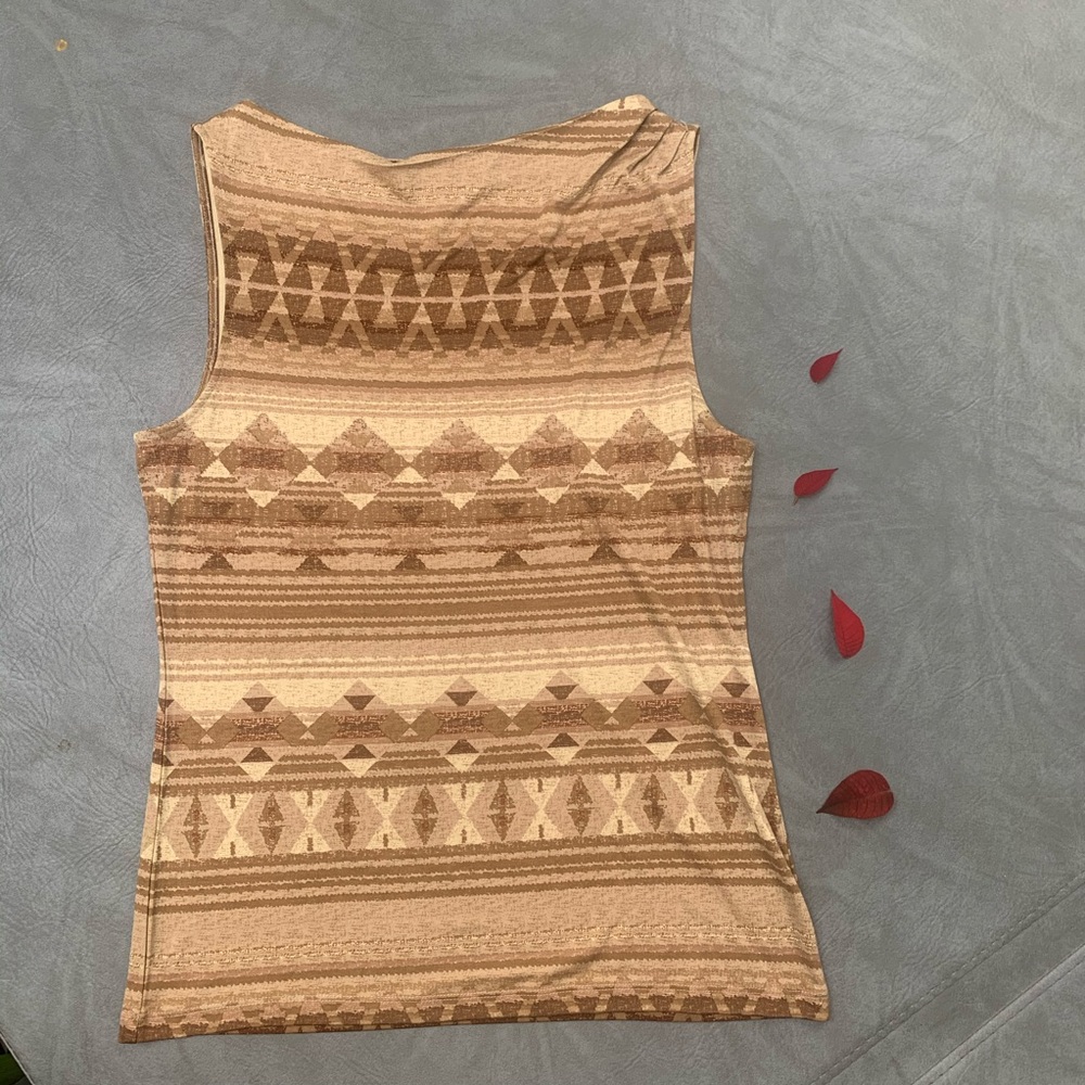 Ralph Lauren Beige Patterned Sleeveless Shirt